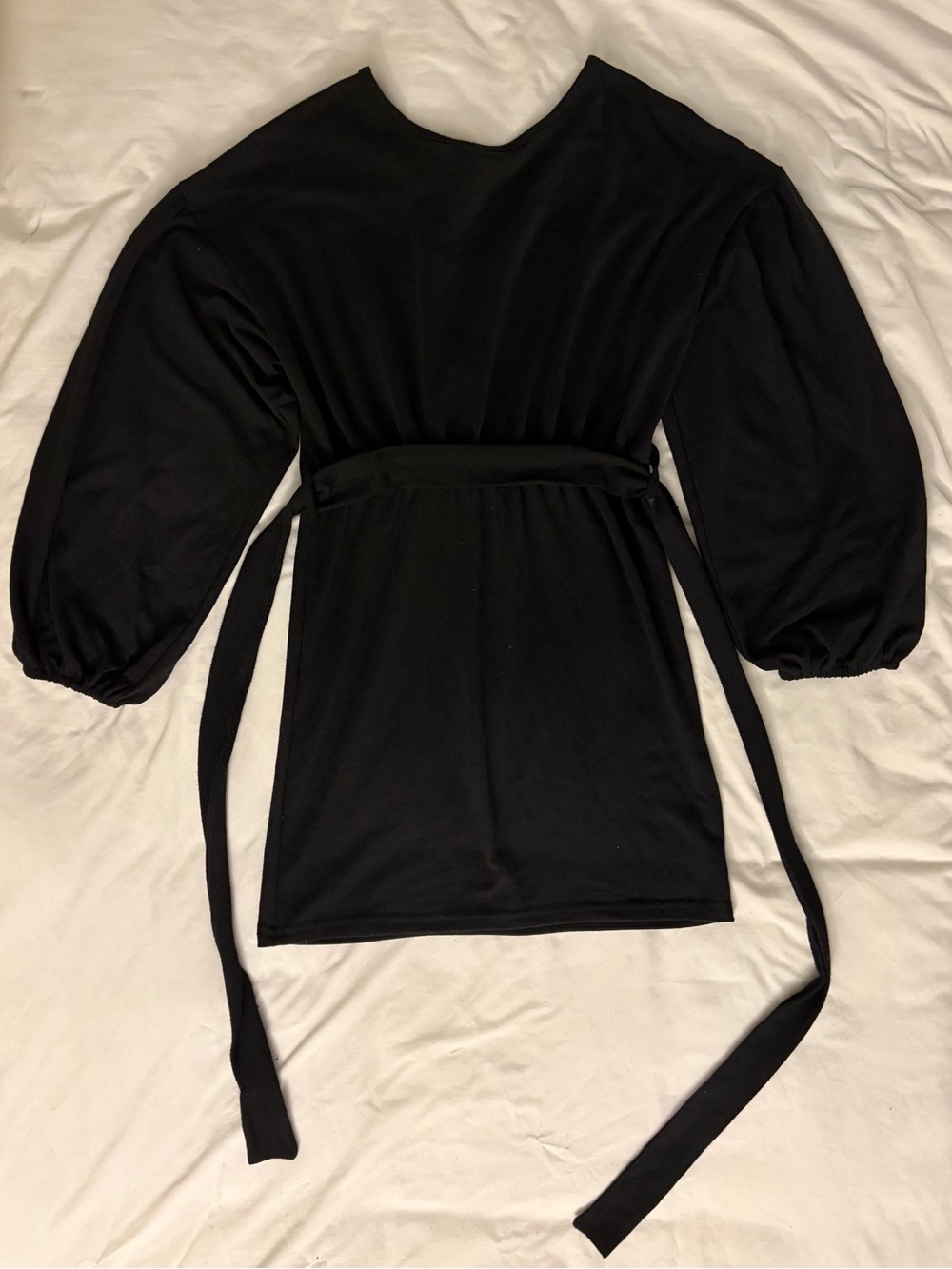 Black Mini Dress with Tie Waist - Women